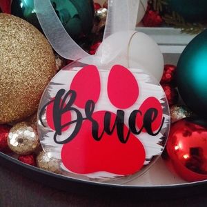 Custom acrylic ornaments.